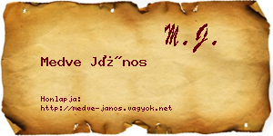 Medve János névjegykártya